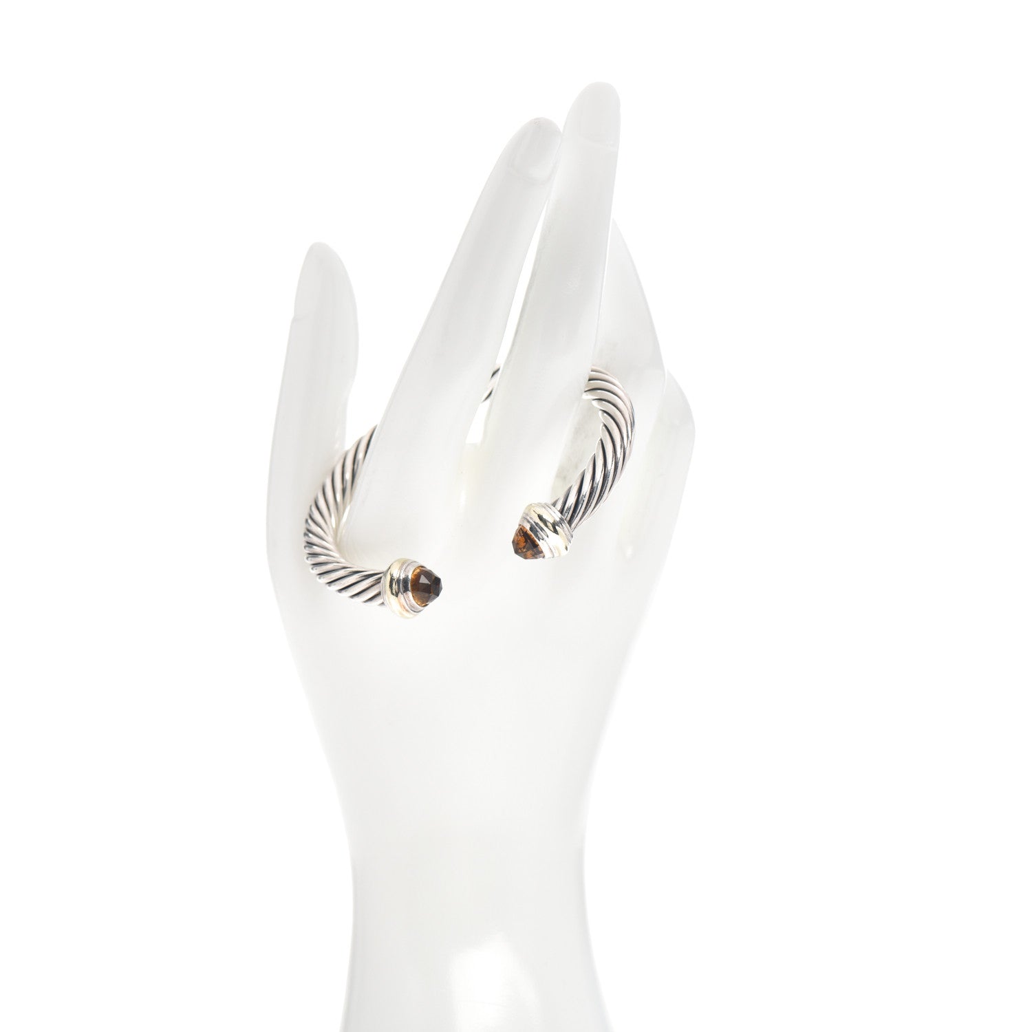 David Yurman Sterling Silver 14K Yellow Gold Citrine 7mm Cable Classics Bracelet 2 of 4