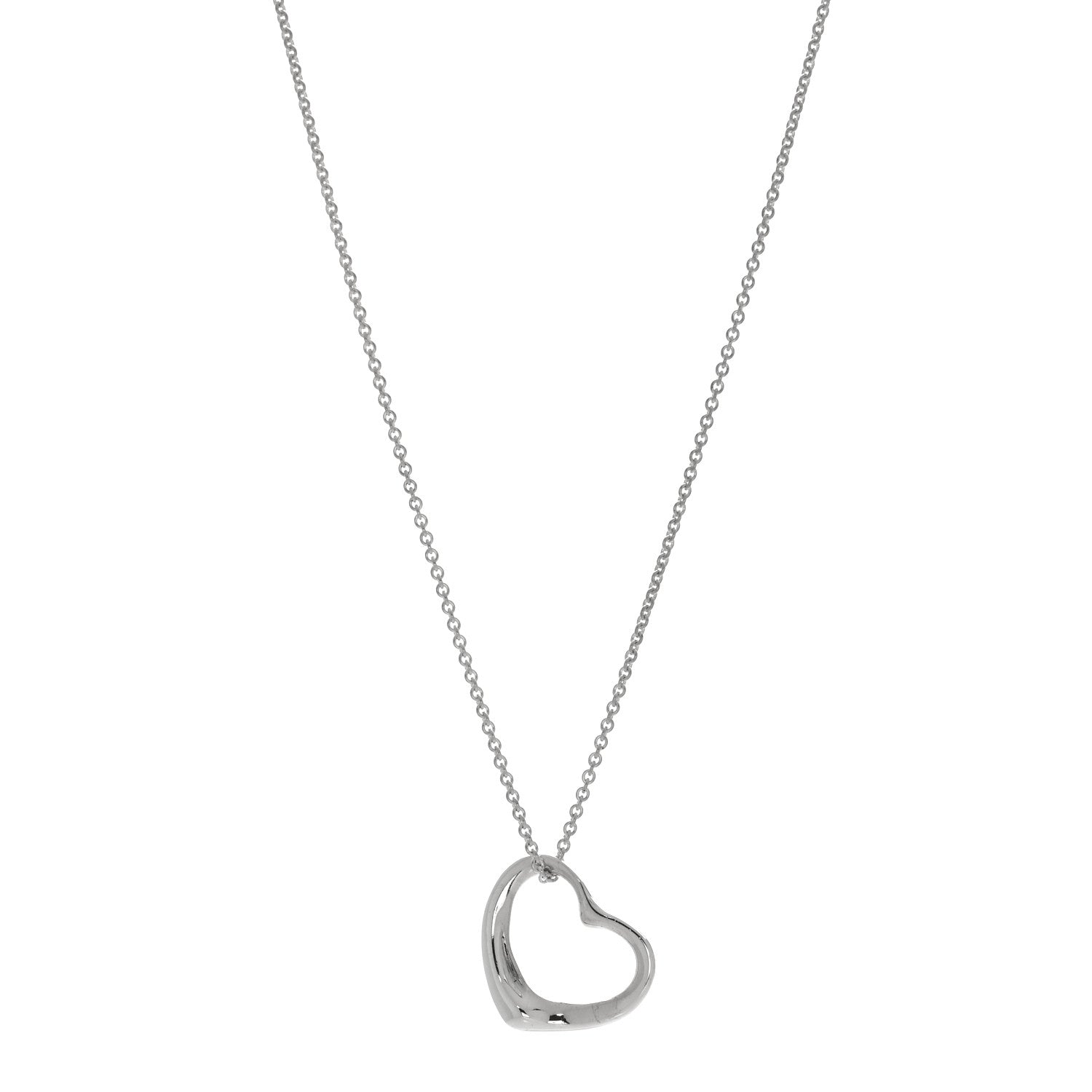 Tiffany Sterling Silver Elsa Peretti 22mm Open Heart Pendant Necklace 1 of 4