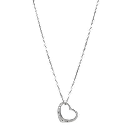 Tiffany Sterling Silver Elsa Peretti 22mm Open Heart Pendant Necklace 1 of 4