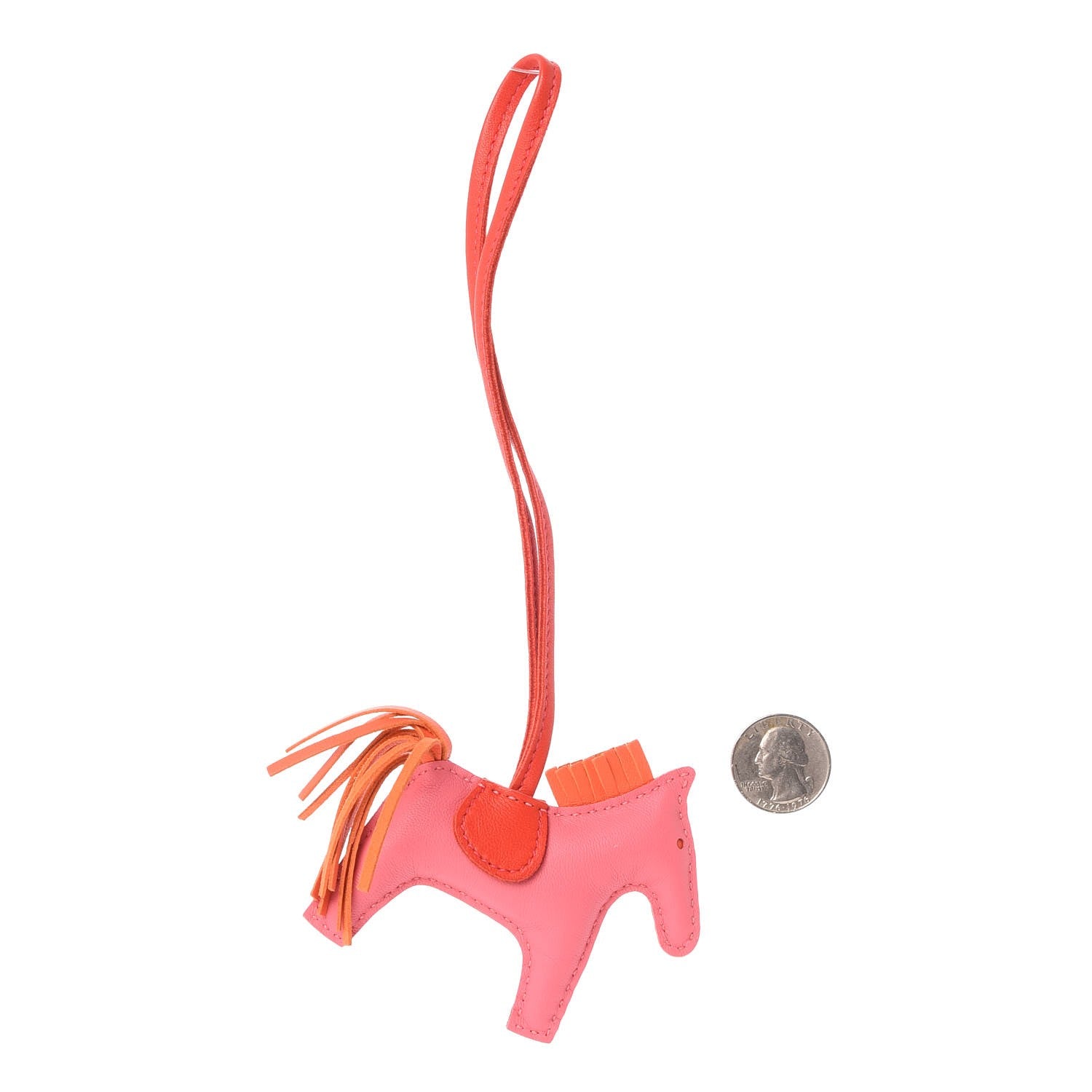 Hermes Milo Lambskin Grigri Rodeo Bag Charm PM Rose Azalee Orange Poppy Rouge Indien 2 of 4
