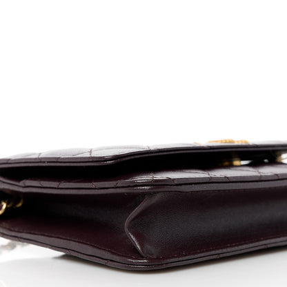 Chanel Lambskin Quilted Studded CC Wallet On Chain WOC Brown 10 of 12