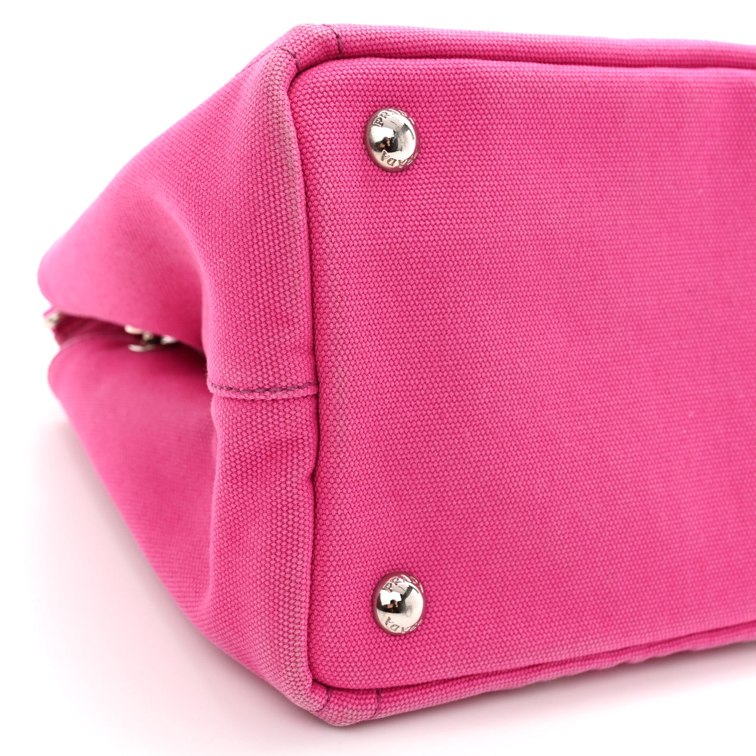 Prada Canvas Grommet Canapa Tote Pink 12 of 18