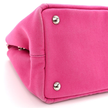 Prada Canvas Grommet Canapa Tote Pink 12 of 18