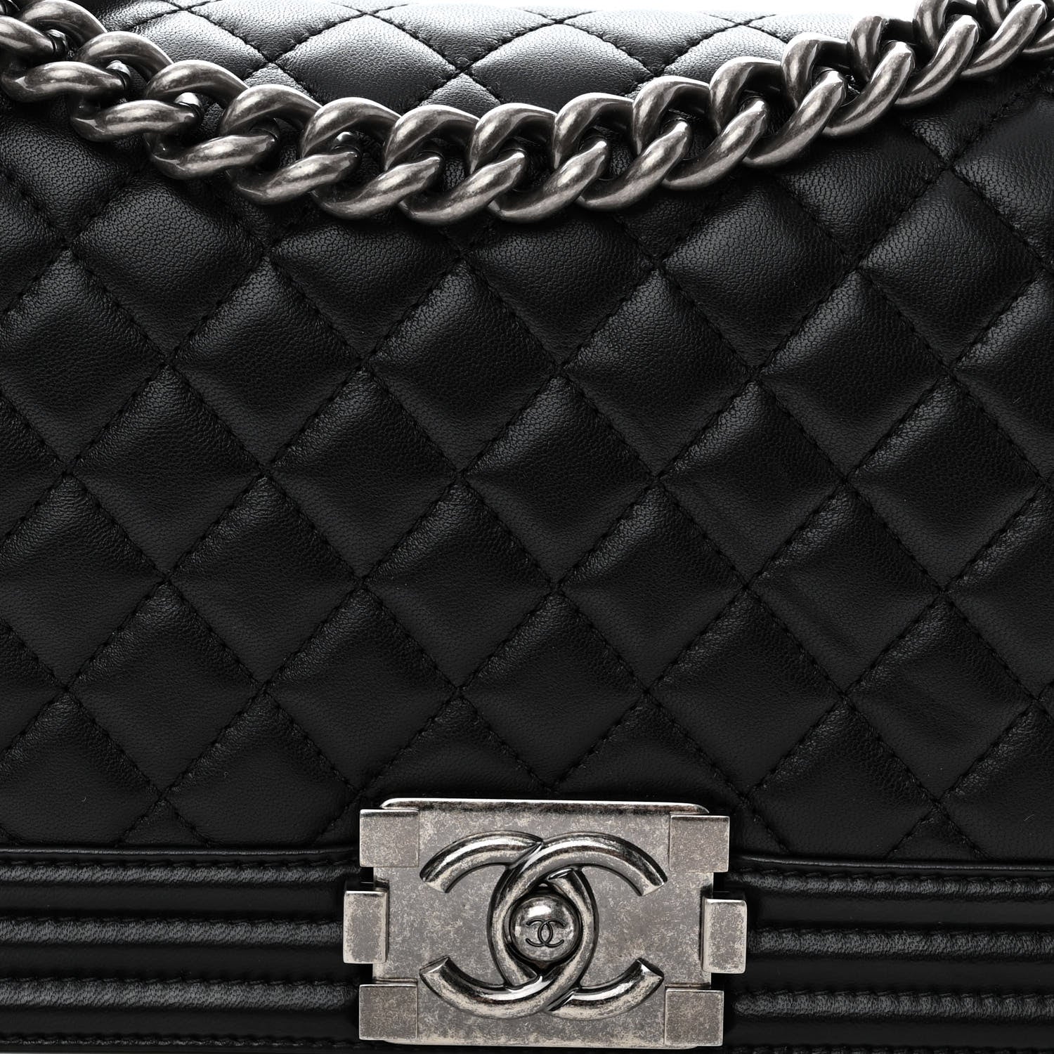 Chanel Lambskin Quilted Medium Boy Flap Black 8 of 10