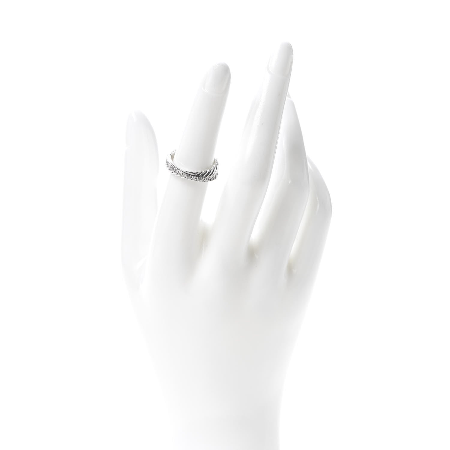 David Yurman Sterling Silver Diamond 5mm Crossover Ring 52 6 2 of 4