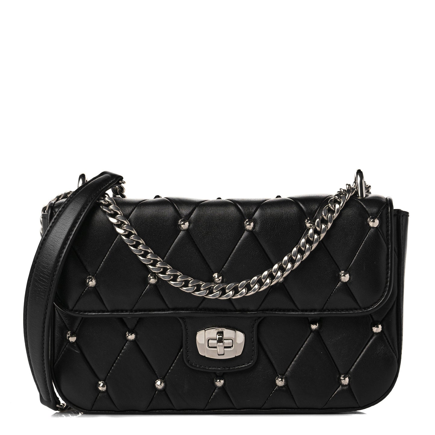 Pattina Nappa Crystal Studded Flap Bag Black