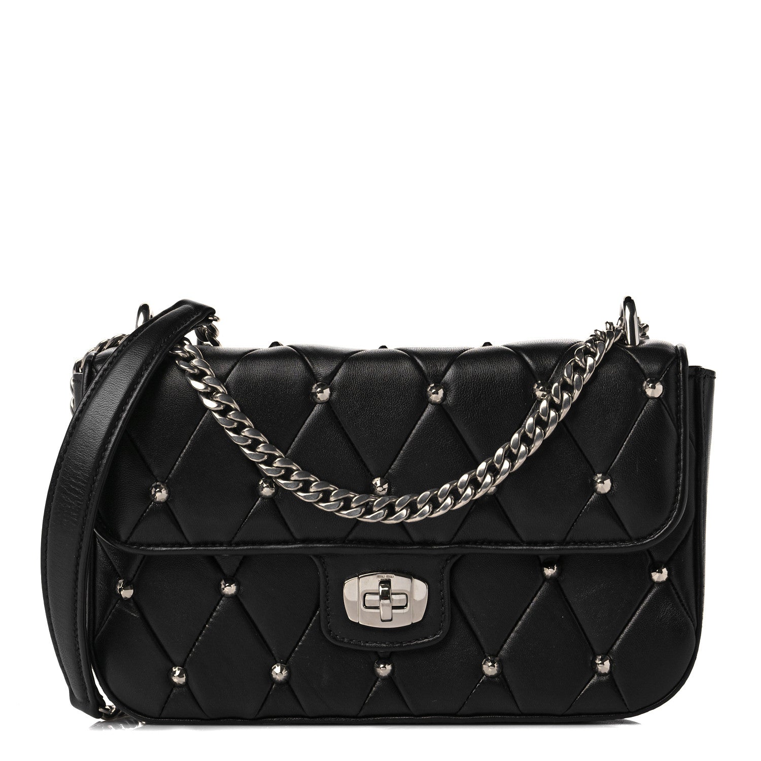 Miu Miu Pattina Nappa Crystal Studded Flap Bag Black 1 of 11