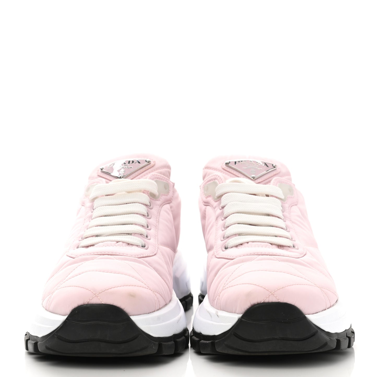 Re-Nylon Piuma Metal Triangle Logo Quilted 45mm Sneakers 37.5 Alabastro
