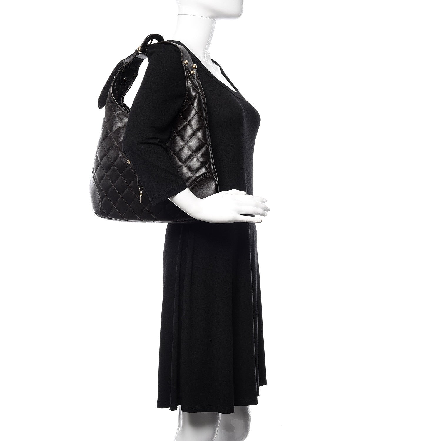 Burberry Calfskin Quilted Brook Hobo Dark Brown 2 of 9