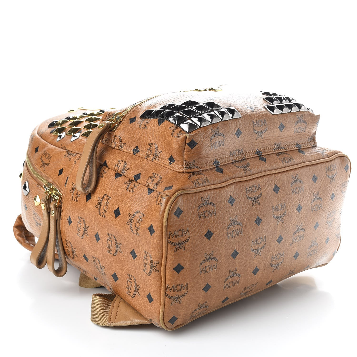 MCM Visetos Studded Medium Stark M Backpack Cognac 3 of 8