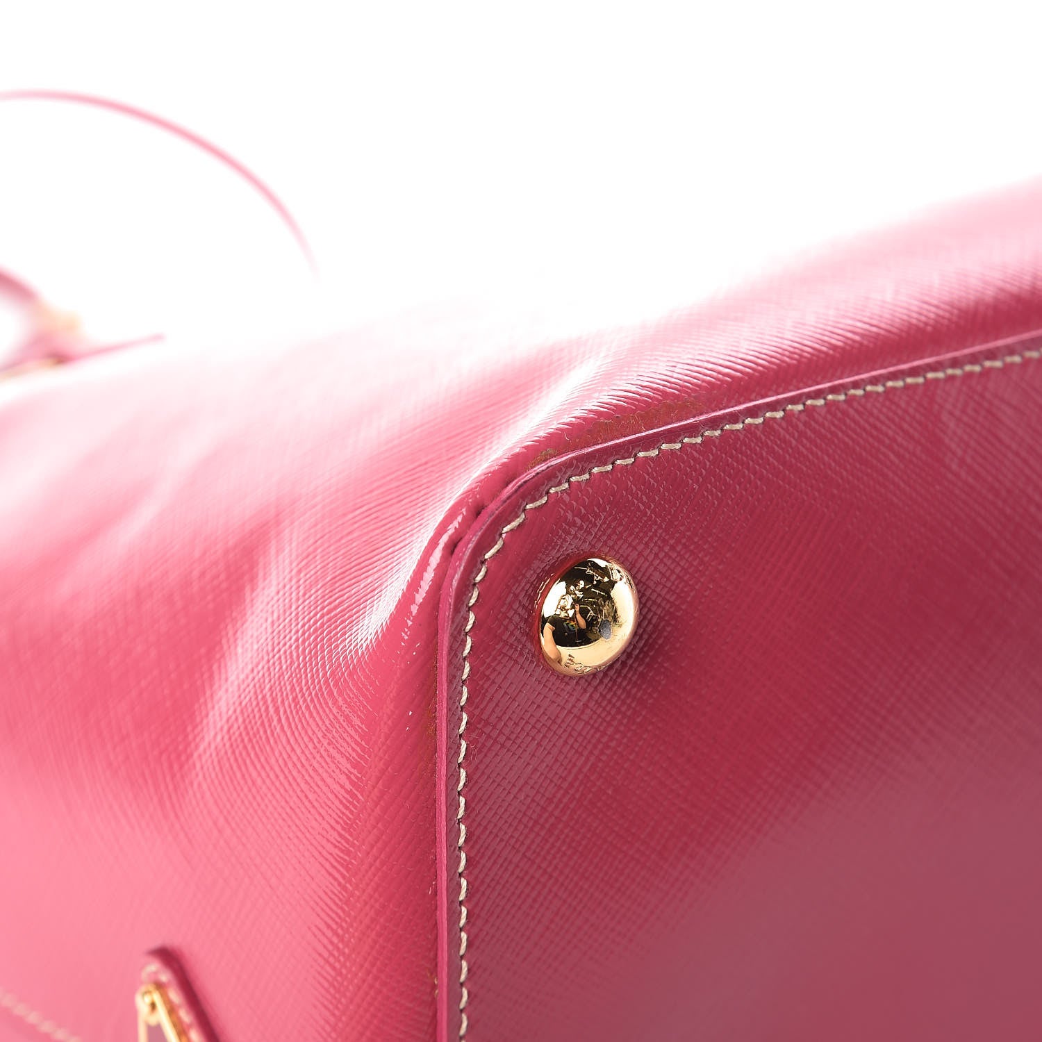 Prada Saffiano Vernice Turn Lock Shopping Tote Peonia 11 of 17
