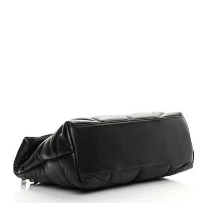 Saint Laurent Lambskin Quilted Medium Loulou Puffer Monogram Chain Satchel Black 3 of 9