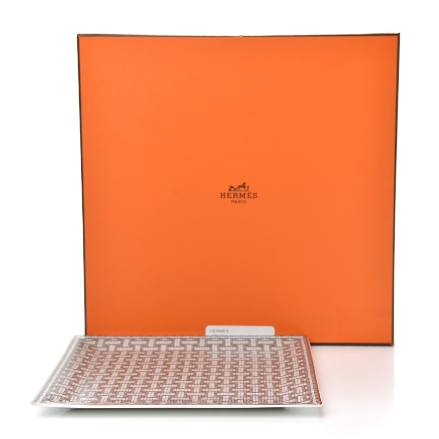 Hermes Porcelain Mosaique au 24 Square Plate Platinum 6 of 6