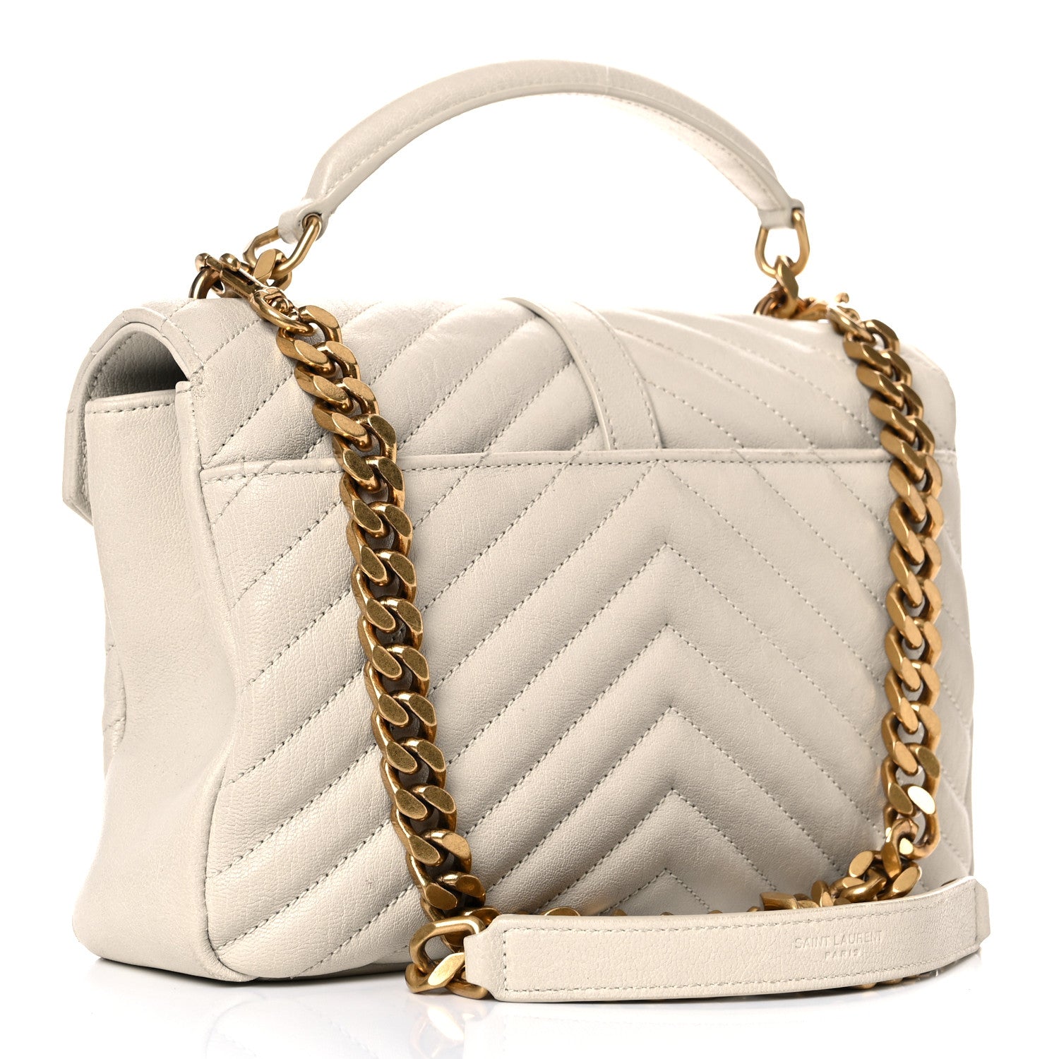 Saint Laurent Sheepskin Matelasse Chevron Monogram Medium College Bag Crema Soft 3 of 22