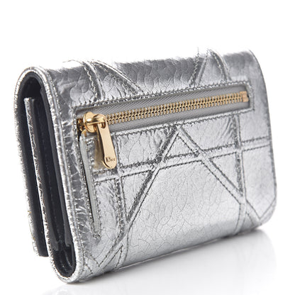 Christian Dior Ceramic Effect Deerskin Cannage Diorama Elancee Wallet Silver 3 of 12