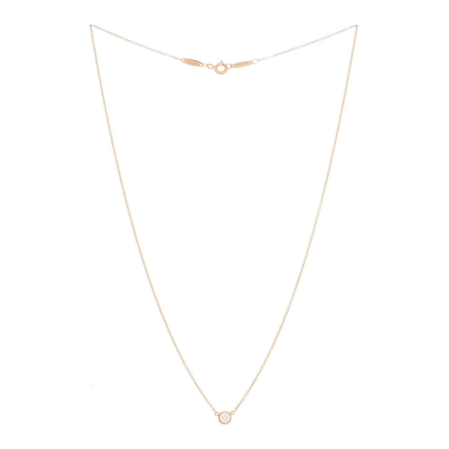 18K Rose Gold Diamond .21ct Elsa Peretti Diamonds by the Yard Pendant Necklace
