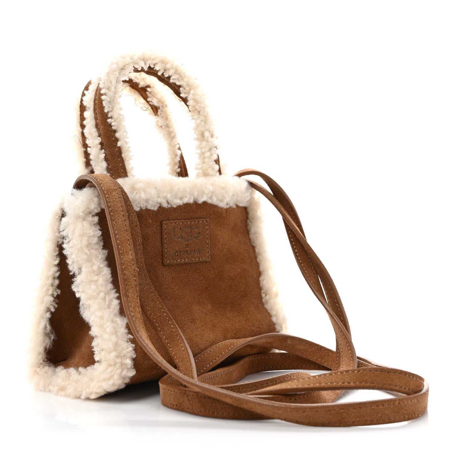 Telfar X UGG Suede Shearling Small Shopping Bag Chestnut 3 of 10