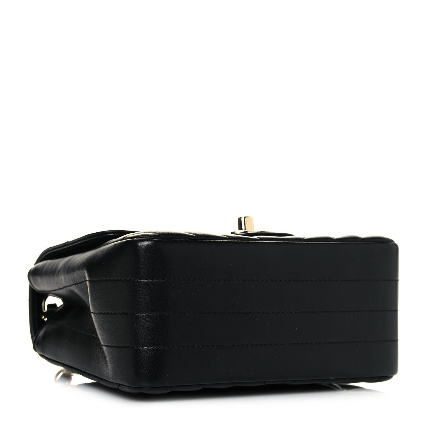 Lambskin Chevron Quilted Mini Square Flap Black
