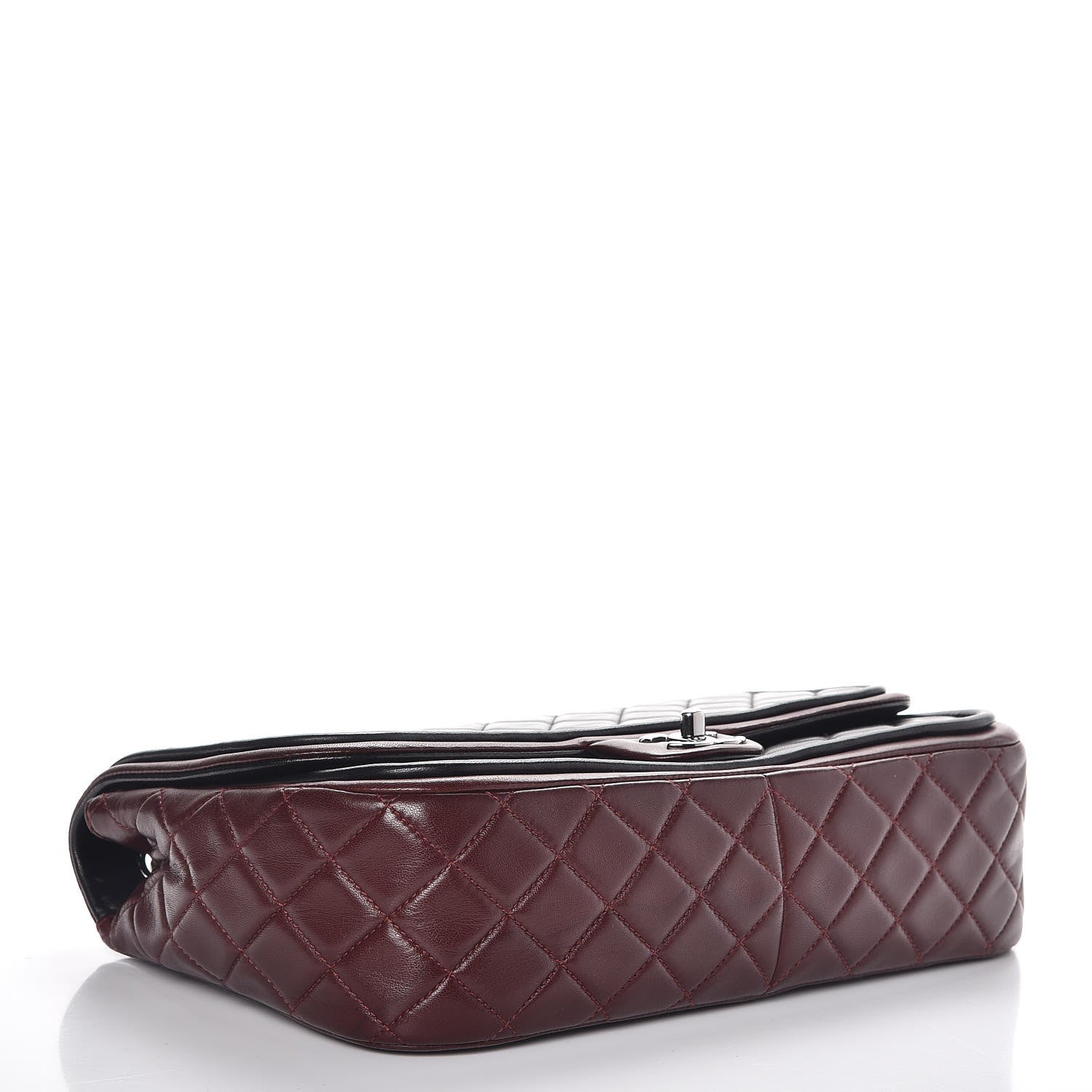 Chanel Lambskin Quilted Large Twist Two Tone Flap Bag Black Burgundy 5 of 8