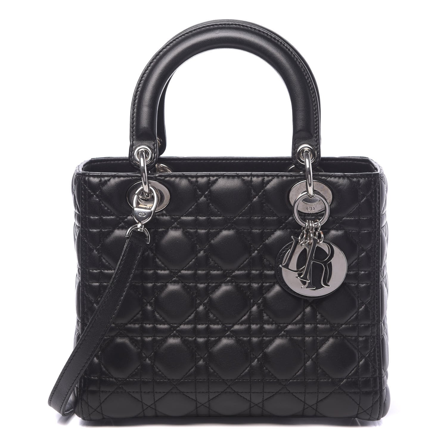 Christian Dior Lambskin Cannage Medium Lady Dior Black 2 of 11