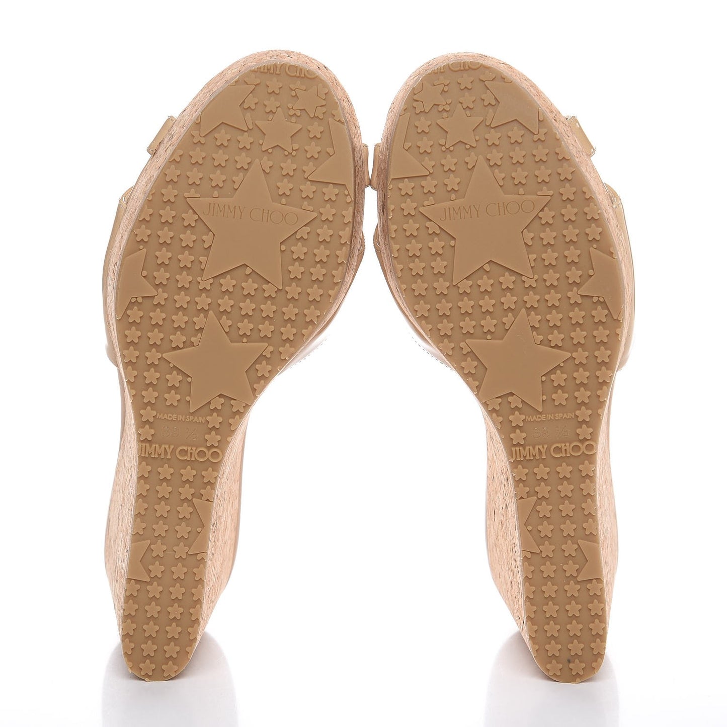 Patent Calfskin Cork Perfume Wedge Sandals 39.5 Nude
