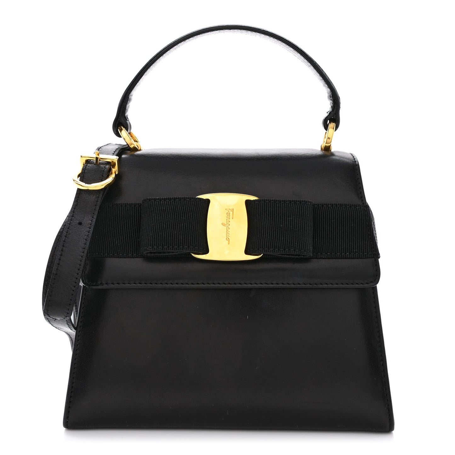 Calfskin Vera Bow Mini Top Handle Crossbody Bag Black