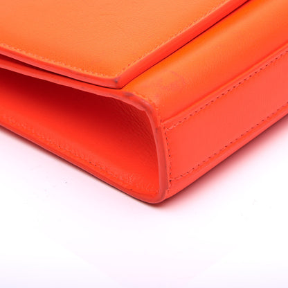 Saint Laurent Calfskin Classic Monogram Clutch Neon Orange 6 of 9