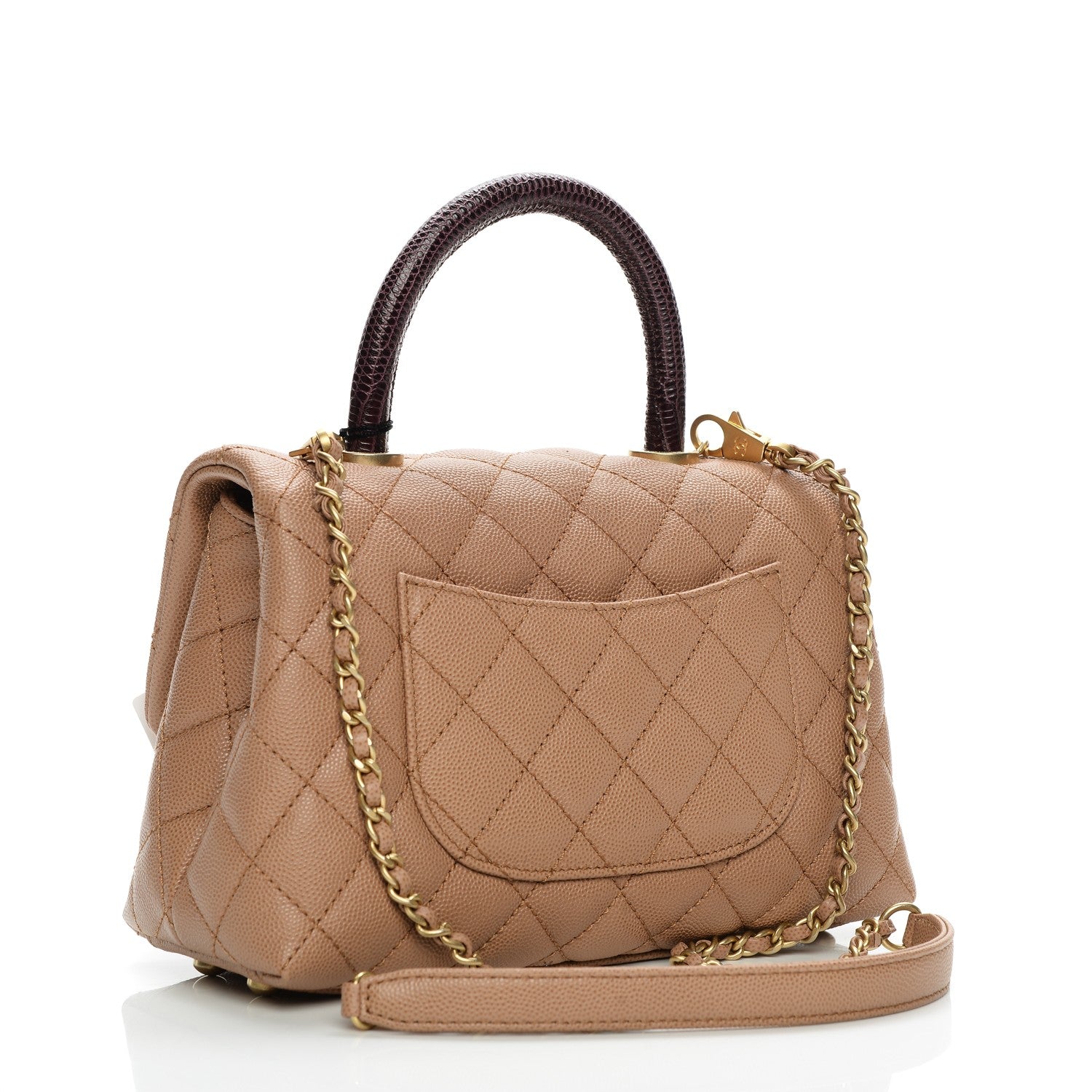 Chanel Caviar Lizard Quilted Mini Coco Handle Flap Beige 3 of 9
