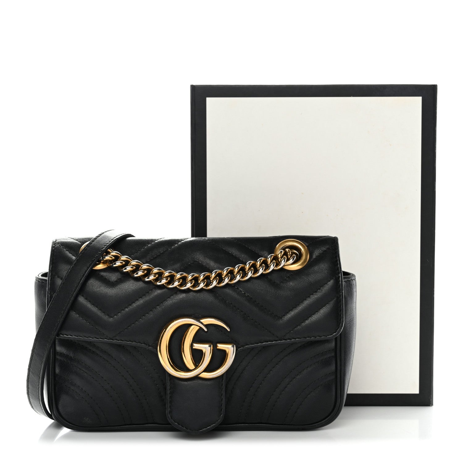 Gucci Calfskin Matelasse Mini GG Marmont Shoulder Bag Black 14 of 14