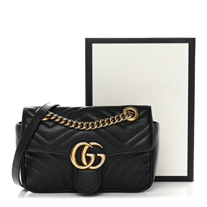 Gucci Calfskin Matelasse Mini GG Marmont Shoulder Bag Black 14 of 14