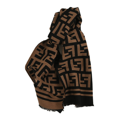 Fendi Wool FF Scarf Brown Black Brown Black 1 of 3