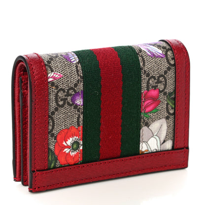 Gucci GG Supreme Monogram Flora Web Ophidia Card Case Red 3 of 9