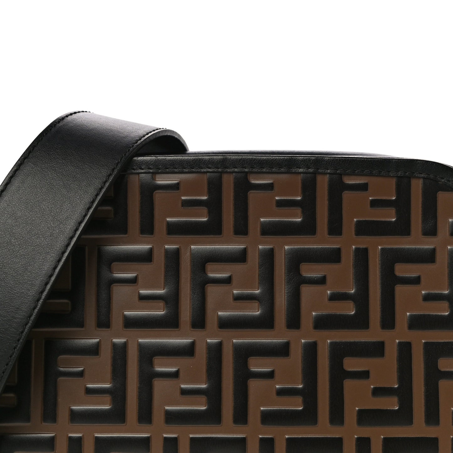 Vitello Century F is Fendi Bi-Color FF 1974 Embossed Camera Case Maya Black