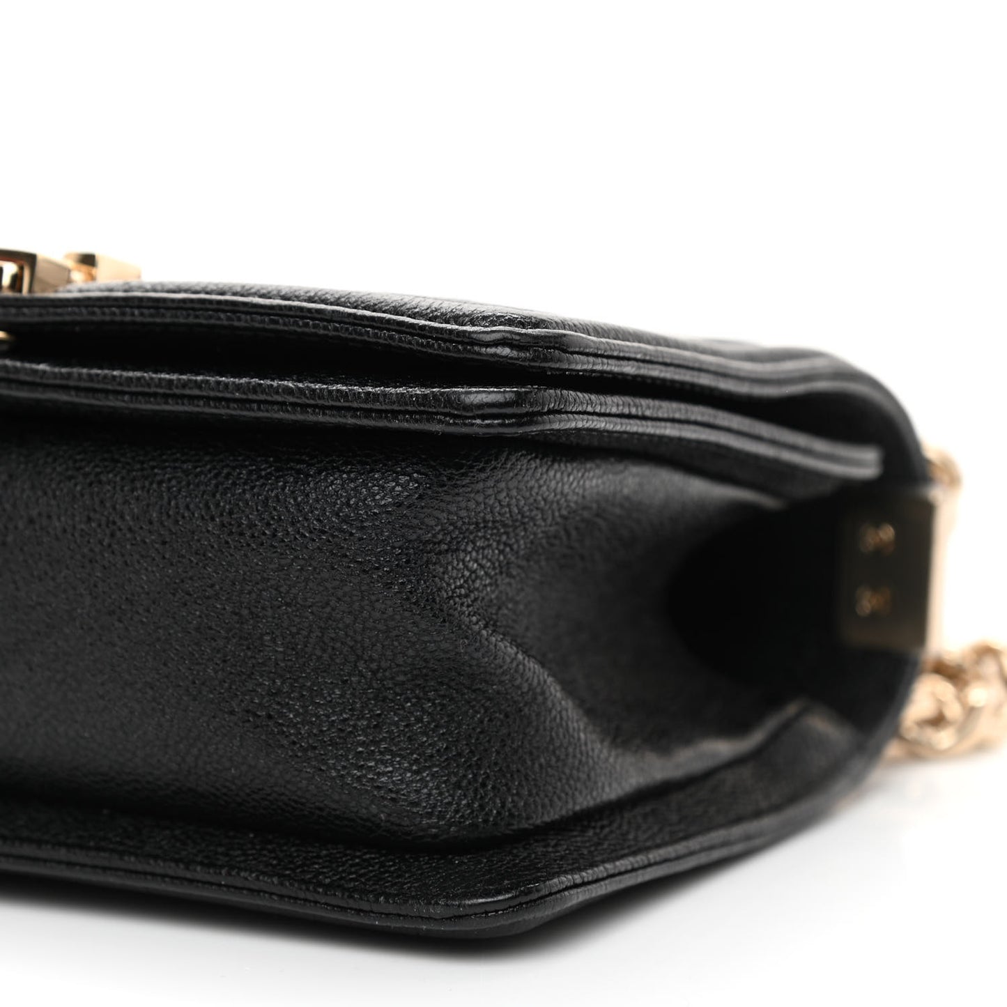 Caviar Chevron Quilted Small Boy Flap Black