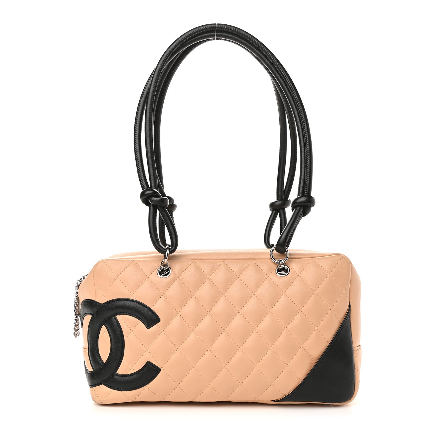 Calfskin Quilted Large Cambon Bowler Beige Black