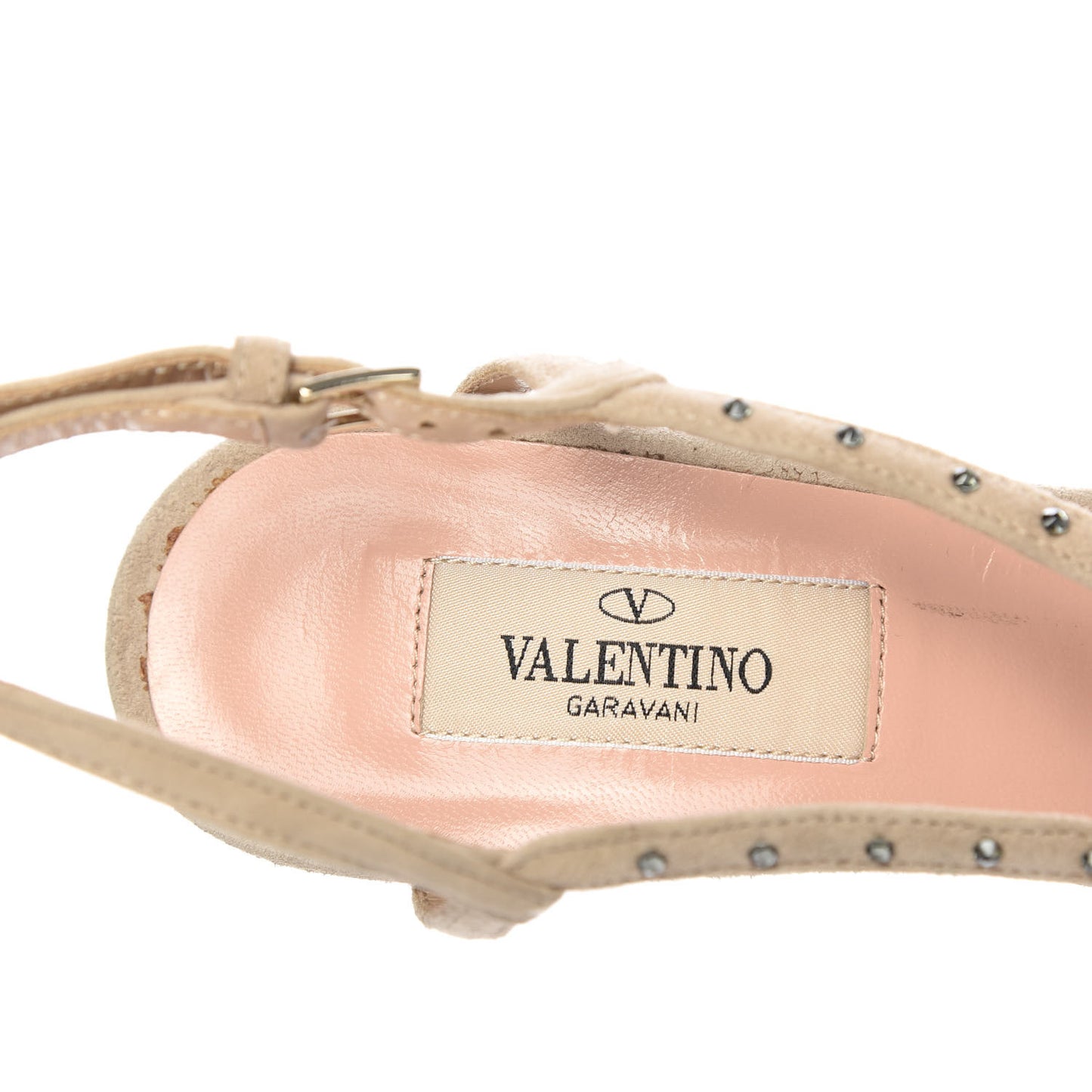 Suede Crystal Embellished Sandals 37.5 Poudre