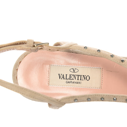 Valentino Garavani Suede Crystal Embellished Sandals 37.5 Poudre 8 of 8