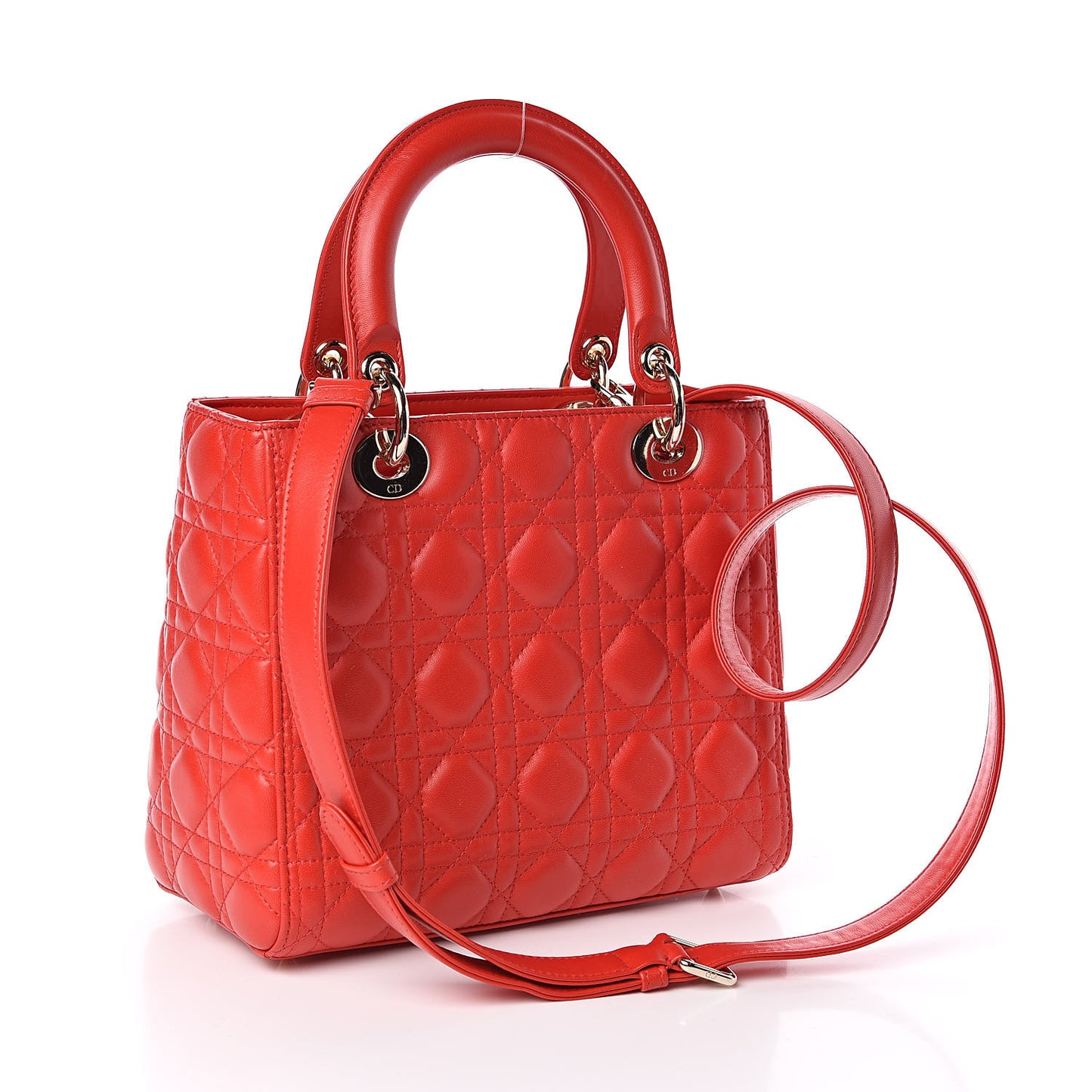 Lambskin Cannage Medium Lady Dior Red