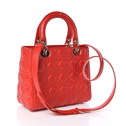 Christian Dior Lambskin Cannage Medium Lady Dior Red 3 of 10