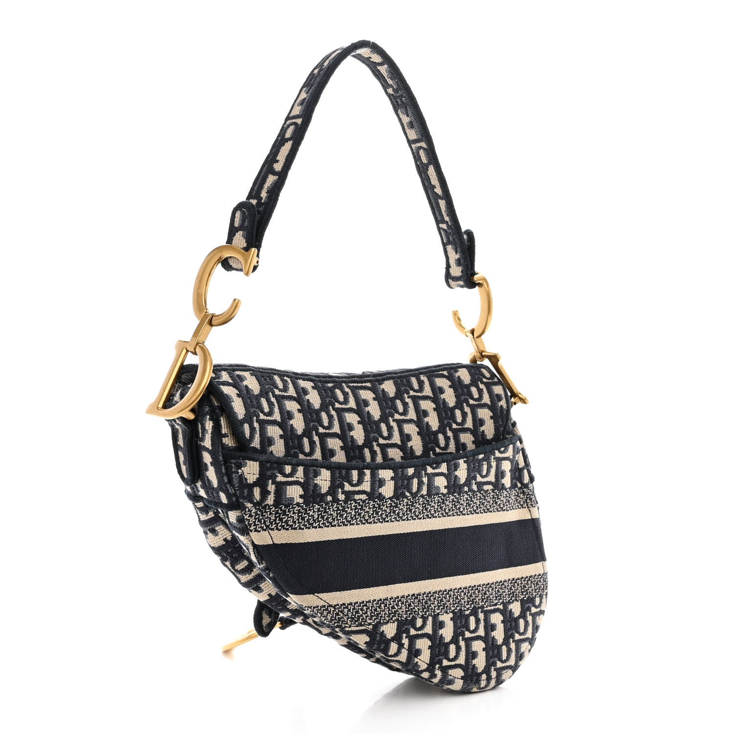 Christian Dior Oblique Embroidered Saddle Bag Blue 3 of 11