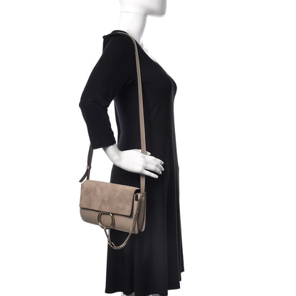Chloe Suede Calfskin Small Faye Shoulder Bag Motty Grey 2 of 9