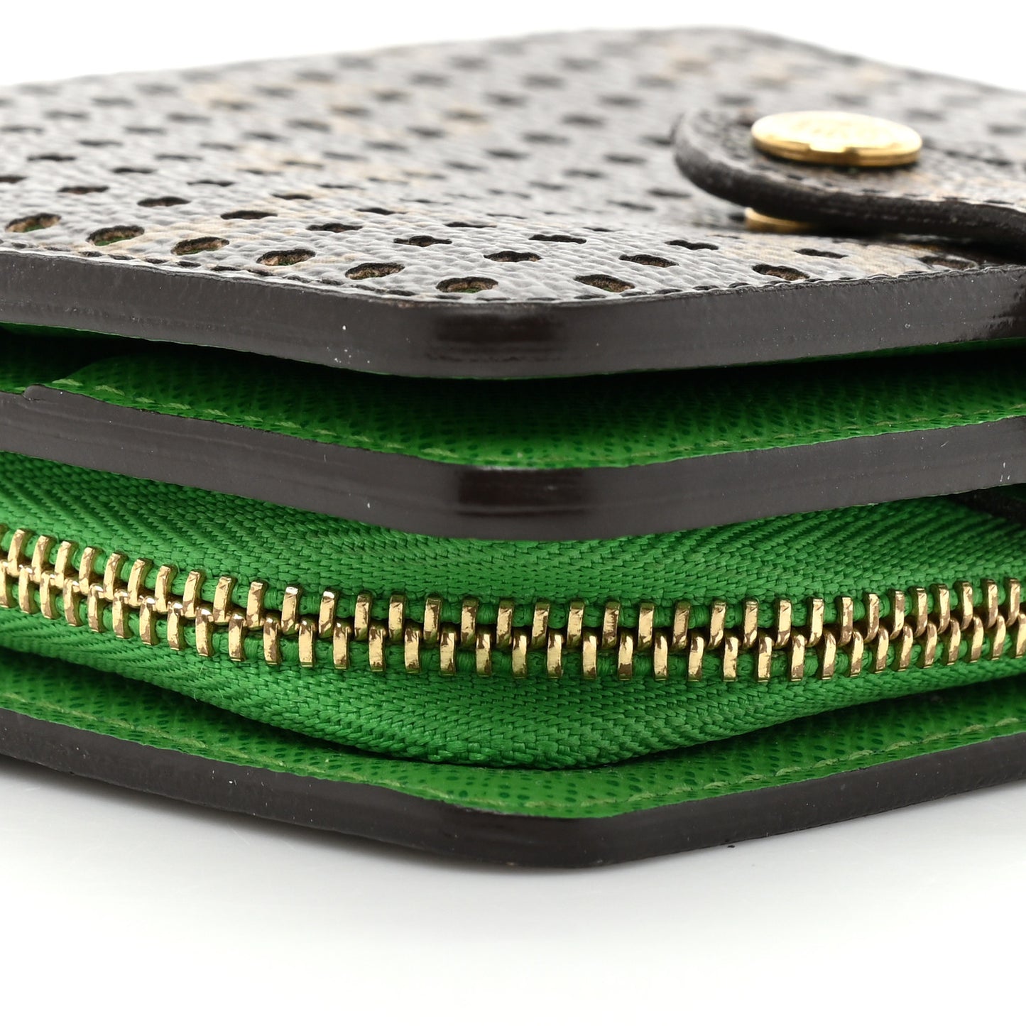 Monogram Perforated Compact Zipped Wallet Green