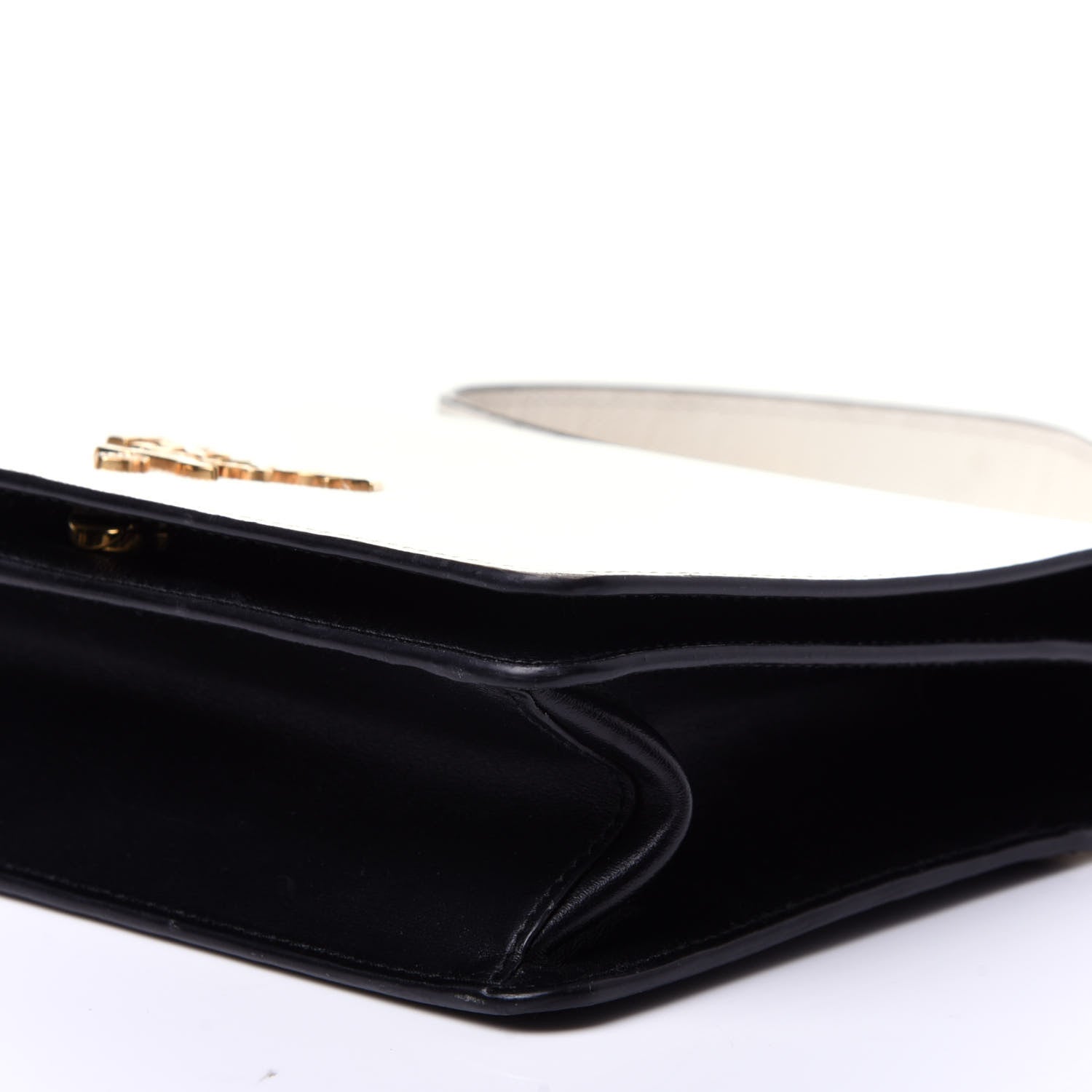 Prada Saffiano Soft Calfskin Chain Crossbody Bag Bianco Black 7 of 10
