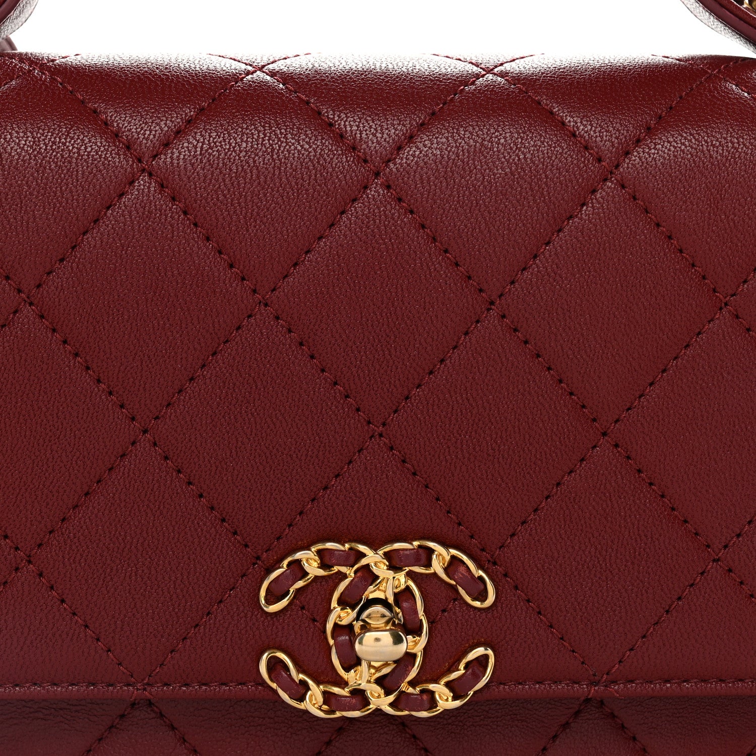 Chanel Lambskin Quilted Chain Infinity Top Handle Flap Burgundy 9 of 11
