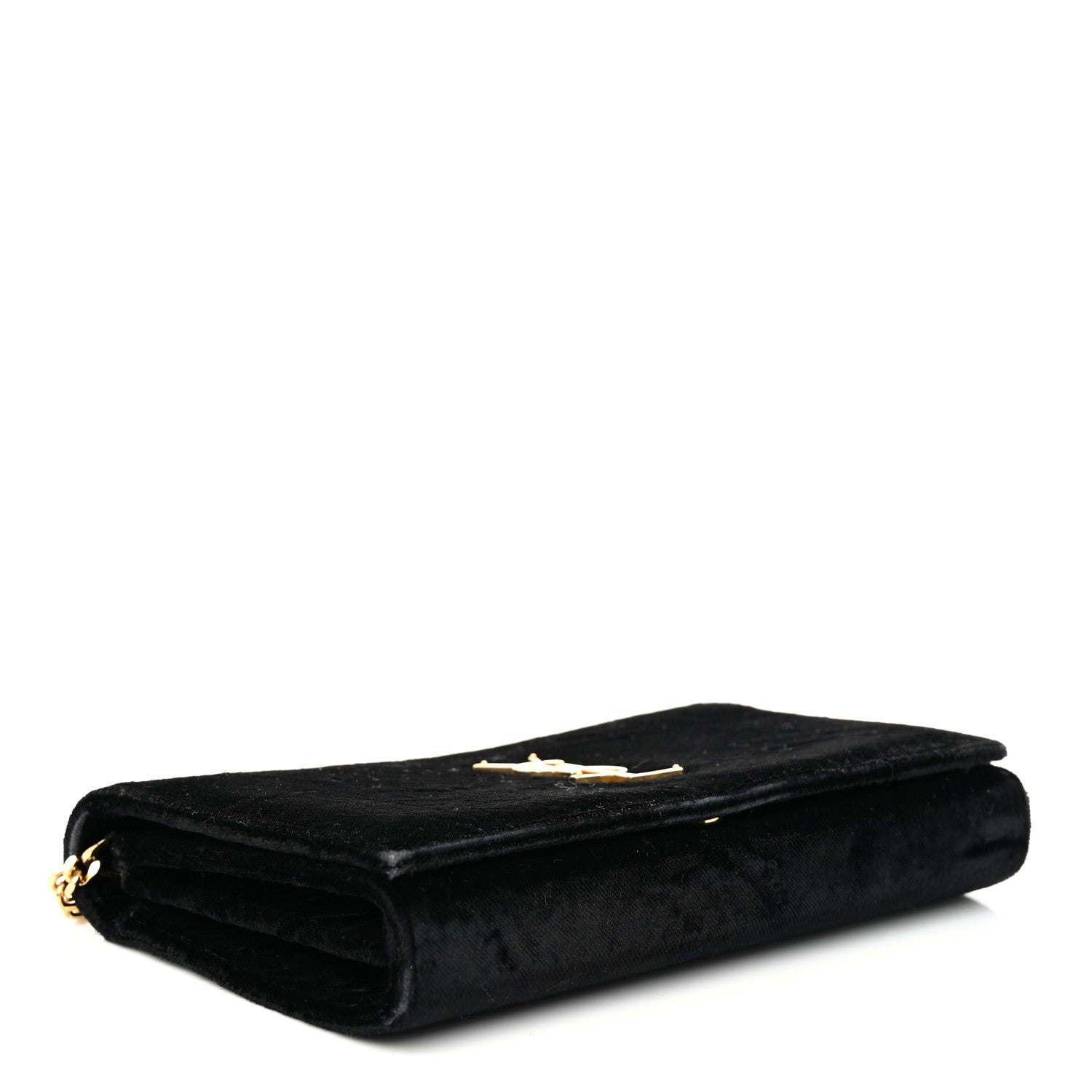 Saint Laurent Velvet Monogram Chain Wallet Black 4 of 11