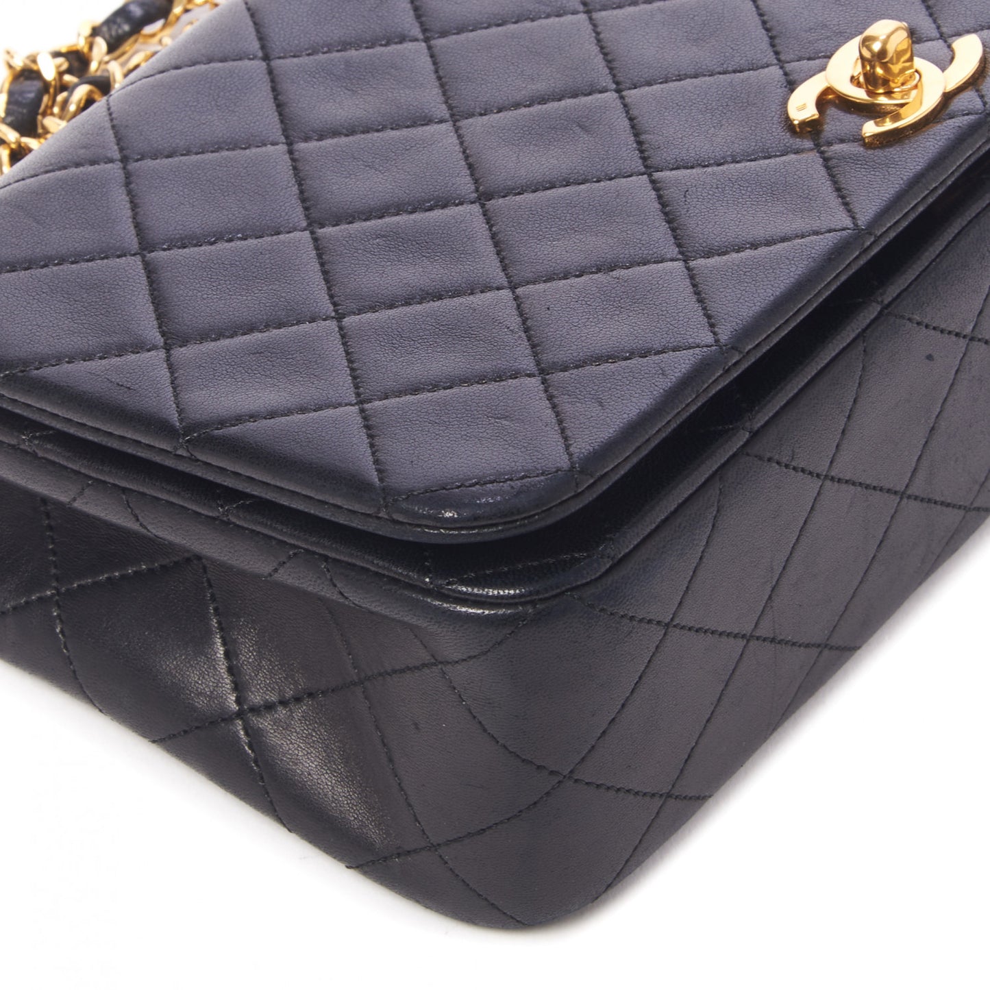 Lambskin Quilted Small Single Flap Black