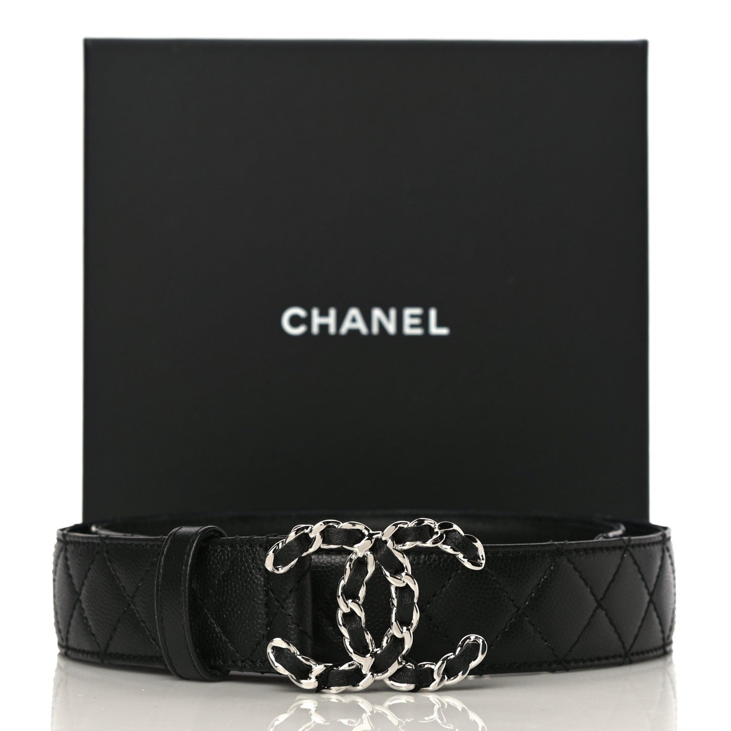 Caviar Quilted CC Chain Belt 85 34 Black