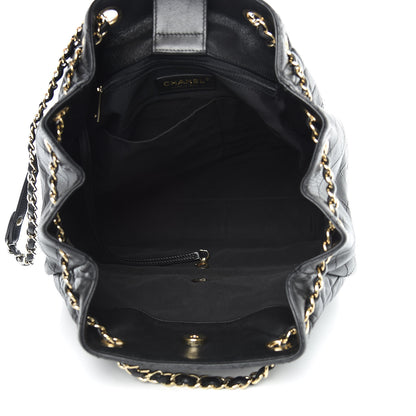 Chanel Lambskin Quilted Large Drawstring Bag Black 5 of 13