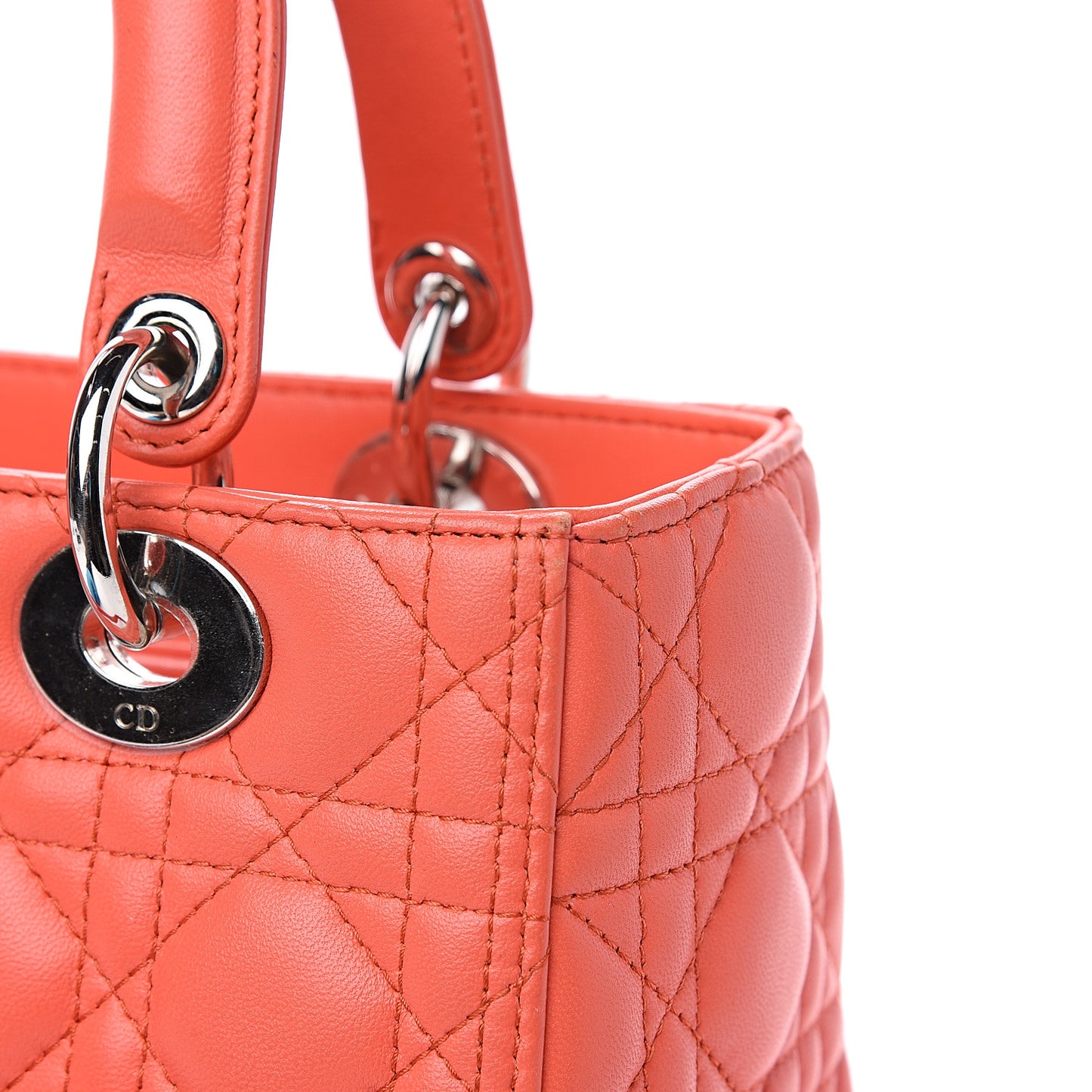 Lambskin Cannage Medium Lady Dior Orange