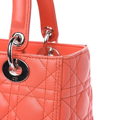 Christian Dior Lambskin Cannage Medium Lady Dior Orange 9 of 13